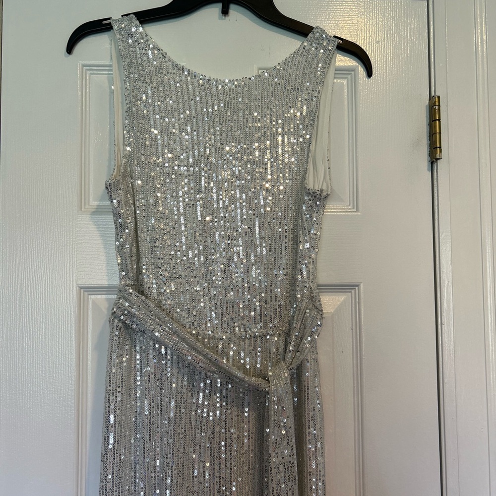 CBR Silver Sequin jumpsuit with Waist Tie